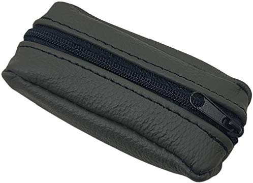 myledershop Kleine Echt Leder Schlüsseltasche 1 Fach Made in EU (Dunkelgrau)