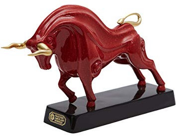 HAUCOZE Stiere Figuren Skulptur Bull Statue Geschenk Modern Dekor Arts Polyresin Rot 31cm