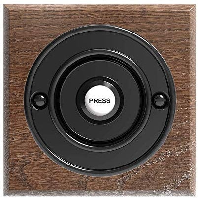 Traditional High Quality Square Wireless Doorbell in Tudor Oak and Black (No Chime)