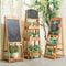 LHLYL-DP Holz Pflanzenständer Regal, abnehmbare Tafel, A-Rahmen mit Verkaufsregalen, Pflanzenständer Blumen Display, Bürgersteig Menü Tafel Schild, Leiter Blumentopf Rack,3 pcs