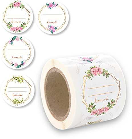 Lot de 200 étiquettes autocollantes de 5 cm de diamètre - Étiquettes autocollantes pour étiqueter des bocaux de confiture - Étiquettes à épices rondes « Homemade »