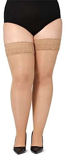 Bellivalini Damen halterlose Strümpfe mit Spitze Plus Size 40 DEN BLV-1127