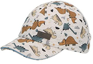 Sterntaler Basecap Dino Druck - Jungen Baseball Cap elastisch mit Gummizug - Sommer Basecap mit festem Schirm - Sportive Baby und Kinder Schirmkappe, UV-Schutz 50+, Silber, Größe 47