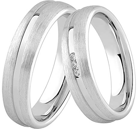 DOOSTI Damen Herren Ring Set für Paare zur Verlobung 925 Sterling Silber Partner Ring als Verlobungsring Ehering Trauring (Ring mit Zirkonia, 52)
