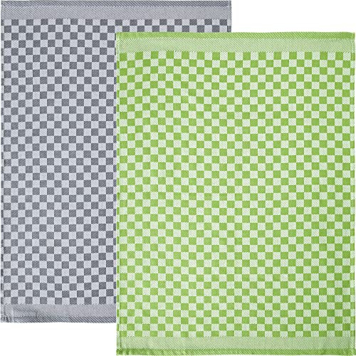 Erwin Müller Geschirrtuch 2er-Pack Baumwolle Karo grün/grau Größe 45x70 cm