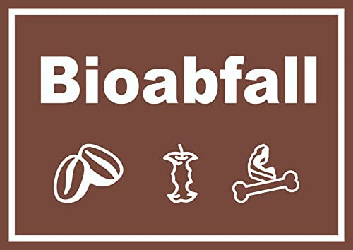 HB-Druck Bioabfall Mülltrennung Schild Text Symbol Essen waagerecht A4 Rückseite selbstklebend