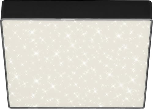 BRILONER - LED Deckenlampe mit Sternenhimmel, rahmenlos, neutralweiße Lichtfarbe, LED Lampe, Deckenleuchte, Wohnzimmerlampe, Schlafzimmerlampe, Küchenlampe, 21,2x21,2x3,6 cm, Schwarz
