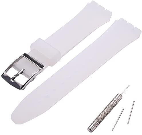 MCXGL Band Kompatibel mit Swatch Schweißfestes Silikonkautschukband mit Edelstahlschnalle 17mm Translucent