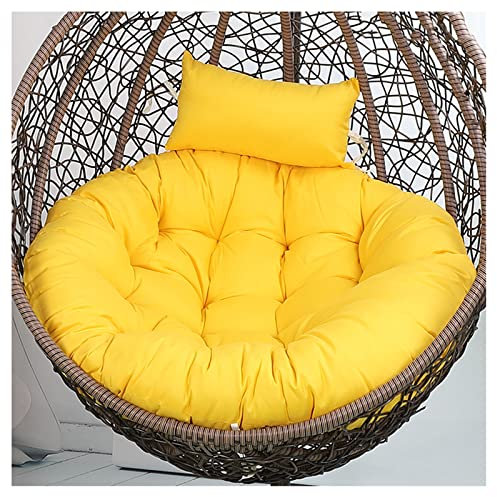 PPGE Sitzkissen für Hängesessel, Hängestuhl Kissen Rund, Hängendes Ei Stuhlkissen Dicker, Schaukel Hängekorb Sitzkissen, Hängesessel Kissen, Auflage Outdoor/Indoor für Häng(Size:125 cm,Color:Gelb)