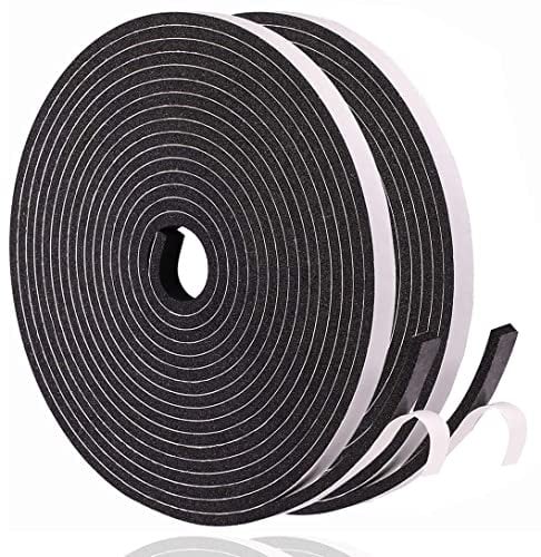 Dichtungsband Selbstklebend für Türen Fensterdichtung 6mm(B) x 3mm(D)/20m(L) Schaumstoff Klebeband Gummidichtung Gegen Kalte Zugluft/Anti-Kollision/Schalldichter/Wasserdichter/Staubdicht Schwarz