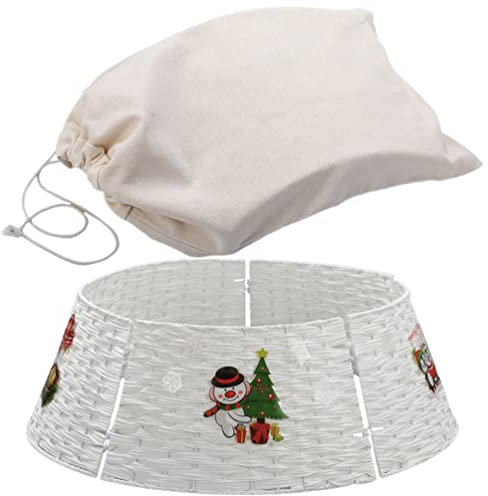 Alipis 1 Satz Weihnachtsbaumzaun Aus Rattan Christbaumständer Für Künstliche Bäume Weihnachtsbaumhalsband Aus Rattan Weihnachtsbaumring Weihnachtsbaum Ring Baumrock Base Eisen Weiß