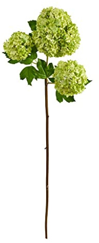Nearly Natural 2384-S2-GR 33 in. Snowball Hydrangea Artificial Flower Green - Set of 2