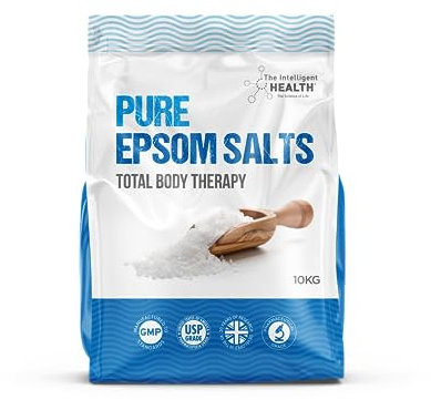The Intelligent Health Reines Bittersalz - Wellness Badesalz Total Body Therapy Badezusatz mit Magnesium - Traditionelles Magnesiumsulfat Epsom Salz Basenbad zum Entspannen - Vegan (10 kg Eimer)