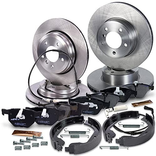 ATEC Germany Bremsenset inkl. Bremsscheiben Vorne Ø 324 mm Belüftet + Hinten Ø 320 mm Belüftet + Bremsbeläge Vorne & Hinten + Bremsbacken Hinten Kompatibel mit BMW 5er (E60), 6 (E63) (E64)