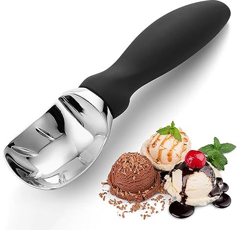 Bixel Robuster Eisportionierer mit ergonomischem Griff, professioneller Eisportionierer, jedes Mal perfekte Form, ideal für gefrorene Leckereien, Keksteig, Melonen und mehr (schwarz)