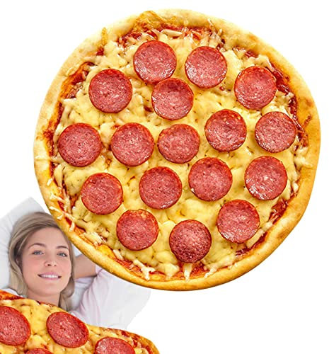 Pizza Decke, Runde Neuheit Kreative Bett Decke, Doppelseitige Riesige Lustige Realistische Weiche Lebensmittel Decke, Lustige Decke Riesige Lebensmittel Decke Geschenke Für Krippe, Sofa, Im Freien