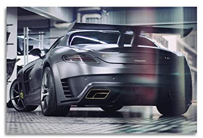 JONZA Sportwagen-Poster für AMG SLS Rennauto, dekoratives Gemälde, Leinwand, Wand- und Kunstbild, Familien-Schlafzimmer, Dekoration, 50 x 75 cm