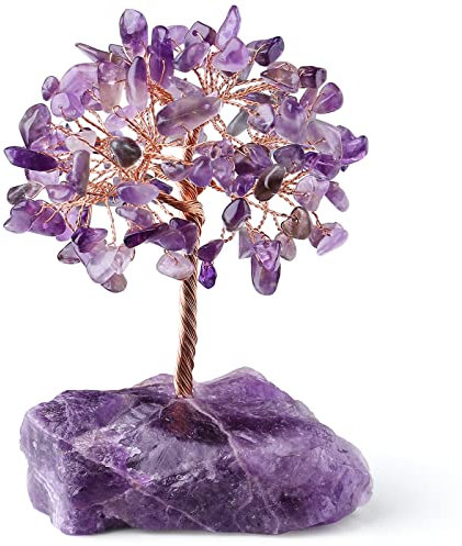 XIANNVXI Amethyst Kristallbaum Kristalle Geldbaum Lebensbaum Deko Feng Shui Natürlicher Edelsteine Steine Deko Tree of Life Trommelsteine Basis Bonsai Baum Dekoartikel Home Decor