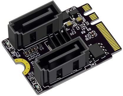POFET NGFF Key A+E PCI Express to SATA 3.0 6Gbps Dual Ports Adapter Converter Hard Drive Extension Card
