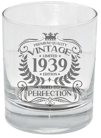 Always Looking Good 86th Birthday Gift for Men Vintage 1939 Aged to Perfection Engraved Whiskey Glass Present for 86 Year Old Etched Whisky Bourbon Scotch Lowball Tumbler Glasses