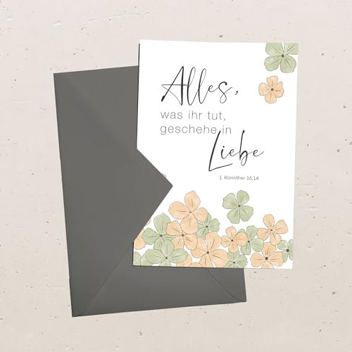 Karte Jahreslosung 2024 - Blumen, Postkarte oder Grußkarte, auf Wunsch mit farblich passendem Briefumschlag, Format A6 (Postkarte mit Briefumschlag)