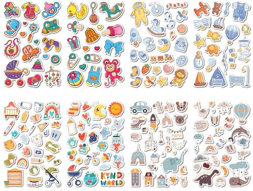 Kotkiddy® 4pcs Sticker Baby Album Sticker Photo Album Baby Stickers Transparent 178 Motif Set for Children Year Book Scrapbook Accessories