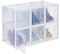 Relaxdays Schuhboxen 6er Set, für High Heels, Schuhorganizer stapelbar, bis Größe 42, Lüftungsschlitze, transparent/weiß