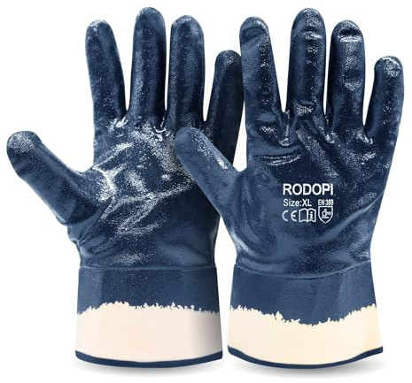 RODOPI Arbeitshandschuhe Lubrix-Pro Nitril vollbeschichtet Gummihandschuhe für Erwachsene Unisex, Größe XL, Farbe Blau