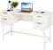 SFAREST Computer Desk with Drawer, Large Study Writing Table with Metal Frame, Modern PC Workstation Desk White for Home Office (White, 120 x 48 x 75 cm)