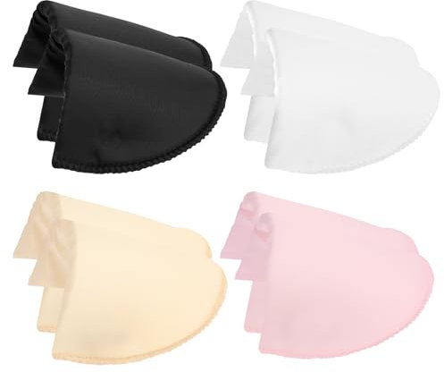 COMNICO 4 Paar Eingesetzte Schulterpolster, Dicke 0,8 cm zum Nähen Schulterpolster für Damen und Herren Rund Schräg Hohe Niedrige Schulter Blazer Anzug T-Shirt (Schwarz + Weiß + Rosa + Haut)