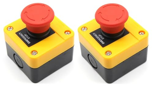 2 pezzi di interruttore a pulsante a forma di fungo rosso, interruttore di emergenza per il controllo di avviatori elettromagnetici, sezionatori, relè