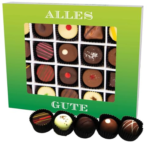 Hallingers Genuss Manufaktur Pralinen Glückwunsch-Geschenk - ohne Alkohol, handmade aus Confiserie-Edelkakao in wertiger XL-Geschenkbox Alles Gute, Geschenkidee für Frauen Männer