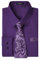 HISDERN Men's Purple Shirts Long Sleeve Lilac Shirts and Ties Set Solid Formal Office with Pocket 3XL