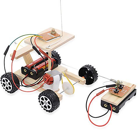KIMISS DIY Holz-RC-Auto-Modellbausatz – Interaktives Elektronisches Spielzeugset für – mit Kabelloser Fernbedienung – Fördert Lernen und Kreativität