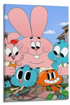 NHDERYBNF Animiertes Filmposter The Amazing World of Gumball, dekoratives Gemälde, Leinwand, Wandposter und Kunstdruck, moderne Familienschlafzimmer-Dekoration, Poster, 50 x 75 cm