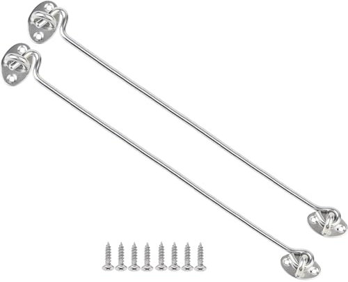 Litensh 2 ganci per cabina e chiusura a occhiello per armadietto, serratura a gancio per porta del fienile, gancio per porta e chiavistello, gancio girevole per finestra per porta scorrevole14 inch