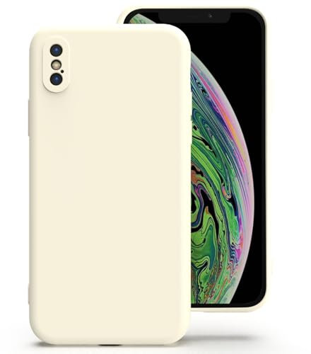 Zuvirelx Silikon Handyhülle für iPhone X/XS Hülle, Weiches Griff, Dünne, Minimalistisch, Stoßfest, rutschfest, Taschenpassend - Weiß