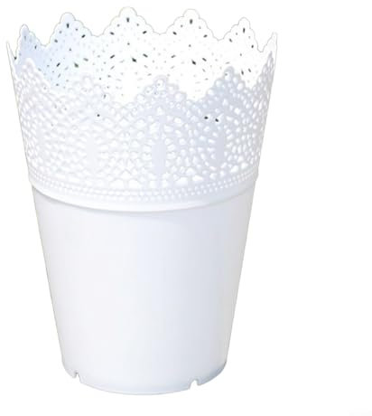 Pot de fleurs multifonction en plastique, support de fleurs creux avec motif couronne en dentelle, parfait pour les cosmétiques et l'organisation de petits articles, pour rose, jaune, vert, blanc
