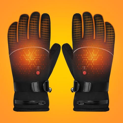 Beheizbare Handschuhe Thermo Handschuhe Winter Warm 5000mAh*2 Wiederaufladbarem Akku Fausthandschuhe mit heizung Skifahren Jagen Angeln Radfahren Camping Wandern Motorradfahren für Herren Damen
