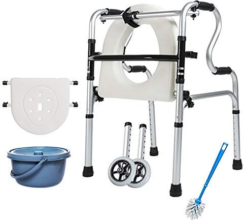 Rollator Walker, Leichtgewichtiger Gehwagen, zusammenklappbarer Gehwagen, höhenverstellbarer Reise-Gehwagen für Erwachsene für Senioren mit abnehmbarem Töpfchen und Bidetbrett (Farbe: mit Rädern)