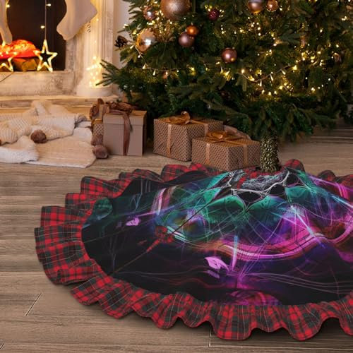 Weihnachtsbaum-Rock, rot, kariert, Weihnachtsbaumrock für Weihnachtsbaum, 121,9 cm, rustikale Weihnachtsbaum-Röcke, Matte, Kunst, bunte Weihnachtsbaumschmuck für drinnen und draußen,