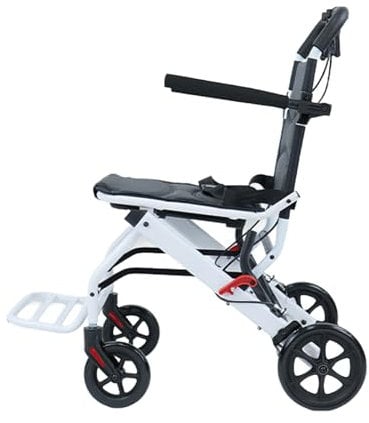 Ehozirta Faltbarer Rollstuhl, leicht, tragbar, Reisestuhl für Erwachsene, ergonomisches Design, Rollstuhl mit verstellbarem Sicherheitsgurt, Aluminiumrahmen, PU-Räder für reibungsloses Fahren
