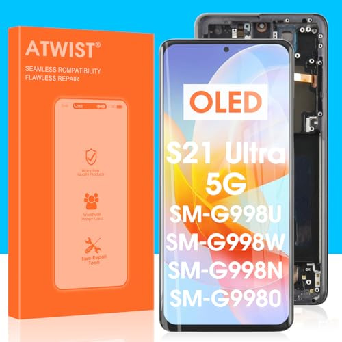 Atwist OLED pour Samsung Galaxy S21 Ultra 5G LCD Écran pour Samsung S21 Ultra 5G G998 LCD Display Écran Tactile Numériseur Verre Assemblée avec Cadre SM-G998B SM-G998B/DS SM-G998U