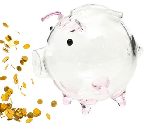Tirelire Cochon - Tirelire en Verre, Forme de Cochon de Banque | Cochon Coin Saver Argent en Verre Transparent, Pot d'argent Décoratif Tirelire, Gestion Financière Grands Concepts de Pièces de Cochon