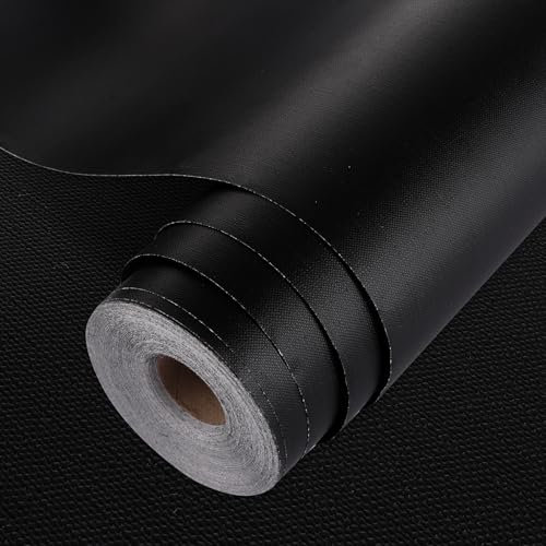 ZOFUN Sticky Wallpaper, 40 cm x 20 M Sticky Vinyl Wrap Easy to Peel and Stick, Matte Black Self Adhesive Wallpaper, Removable Kitchen Vinyl Wrap for Cupboards, Worktop, Furniture, Wall