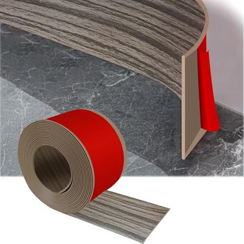 Battiscopa in PVC, 5M Battiscopa Adesivo 10cm x 1mm, Battiscopa Cucina, Battiscopa Flessibile Autoadesivo per Cucine, Bagni, Salotti (Motivo Legno di Sandalo)