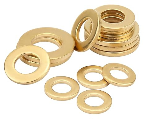 Qrity Lot de 20 Rondelle Plate, 4mm x 10mm, Rondelle d'étanchéité Circulaire, Rondelles Annulaires, Laiton Rondelle Plate pour L'étanchéité des Vis