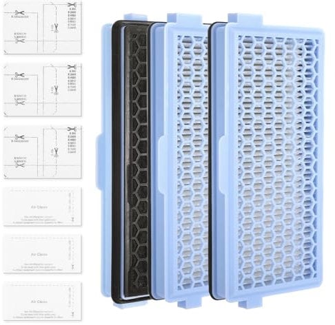 Lot de 3 filtres de rechange compatibles avec les aspirateurs Miele avec 3 filtres de protection du moteur et 3 filtres d'échappement pour S4000, S5000, S6000 & S8000 [Compact C1 & C2, Complete C2