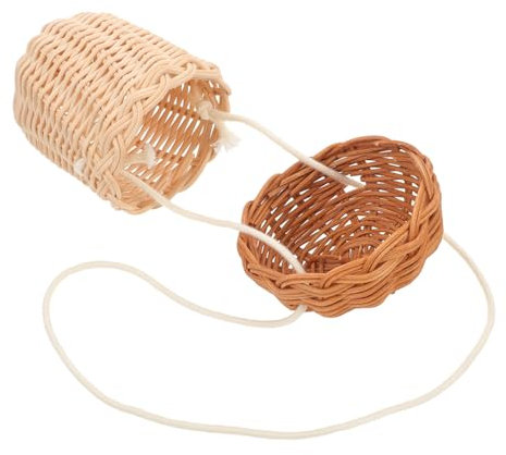 Abaodam Eichel Tote Eichelkorb Körper Kleiner Weidenkorb Eichelplüsch Mini Pine Cones Tasche Spielzeugkorb Leichensack Eichel-geldbörse Tannenzapfen Korb Picknickkorb Kiefer Rattan Brown