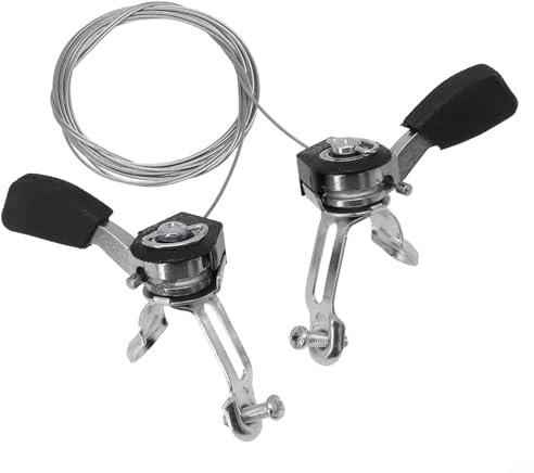 Emiif Fahrrad-Schalthebel für Fahrrad, 1 Paar, 3 x 6/3 x 7 Gänge, Aluminiumlegierung, Hebel mit Kabeln für Mountain-, Freizeit-, Rennräder, Falträder